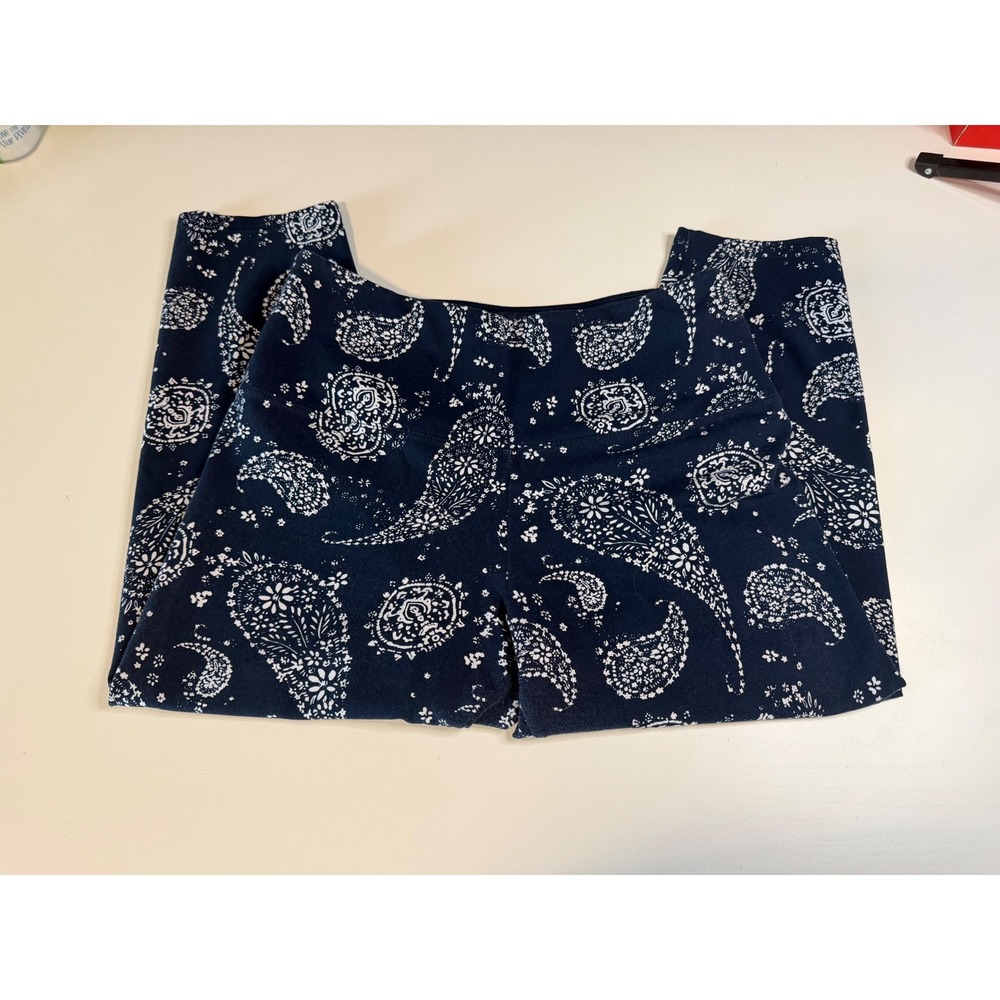 Suave Navy Paisley Capri Leggings Revolutionary Tummy Control Medium